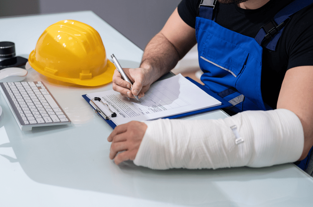 workers compensation forms, man with hardhat